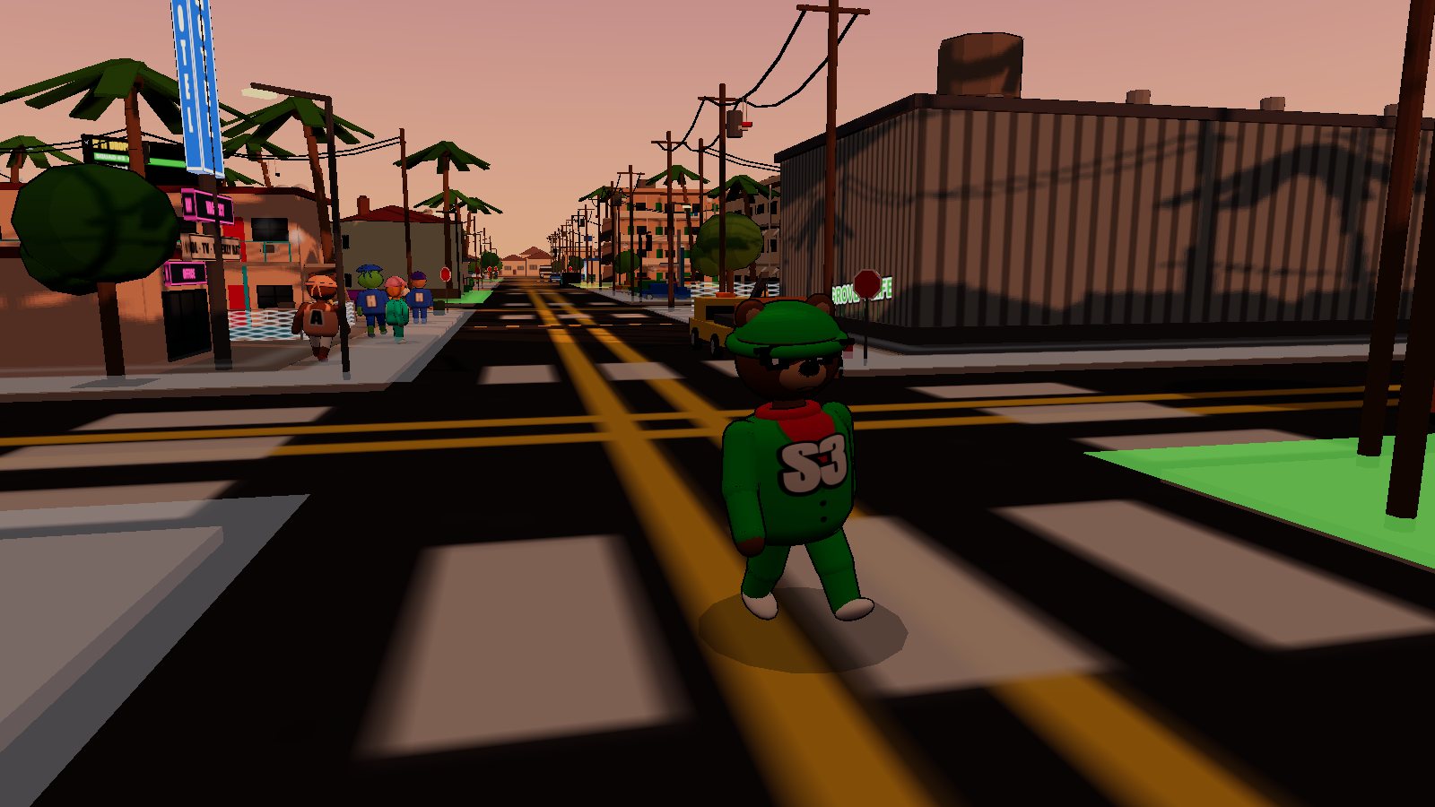 a soldier walking the street
